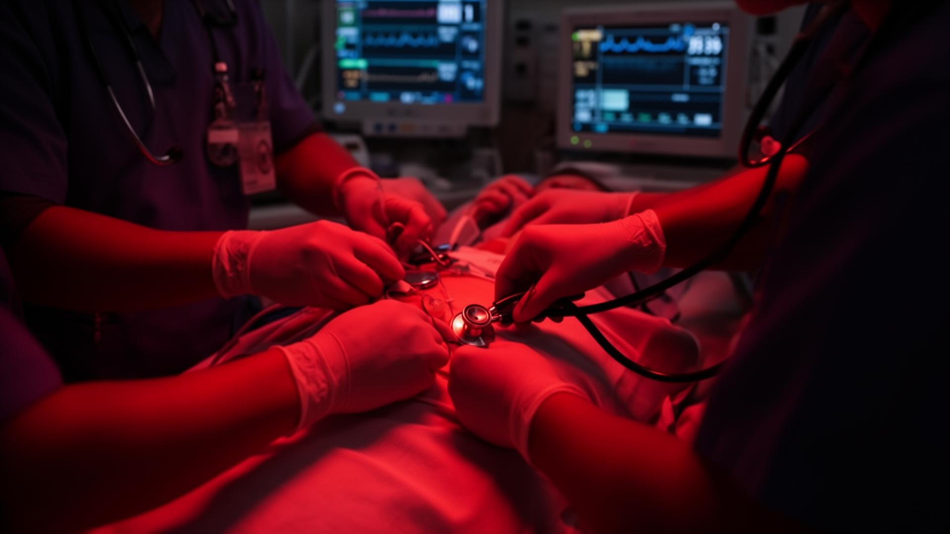 Equipe médica atendendo emergência